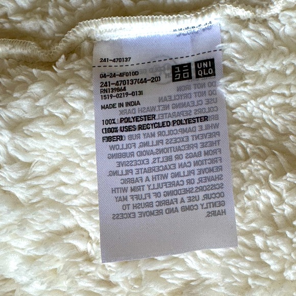 UNIQLO Fluffy Yarn Fleece Jacket Ivory Full Zip Fur Cardigan Women S - Picture 9 of 9